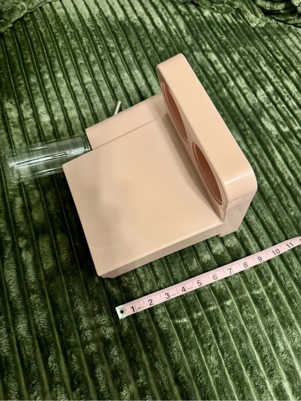 Pink Multi-Compartment Rabbit Feeder with Water Bottle